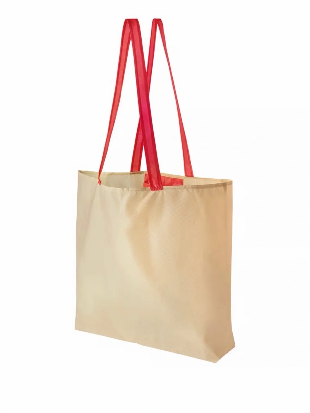 IKEA Foldable Cream Tote Bag with Red Handles